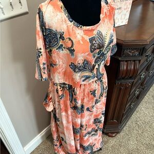 Celeste Paisley Print Orange Dress NWT Size 1X